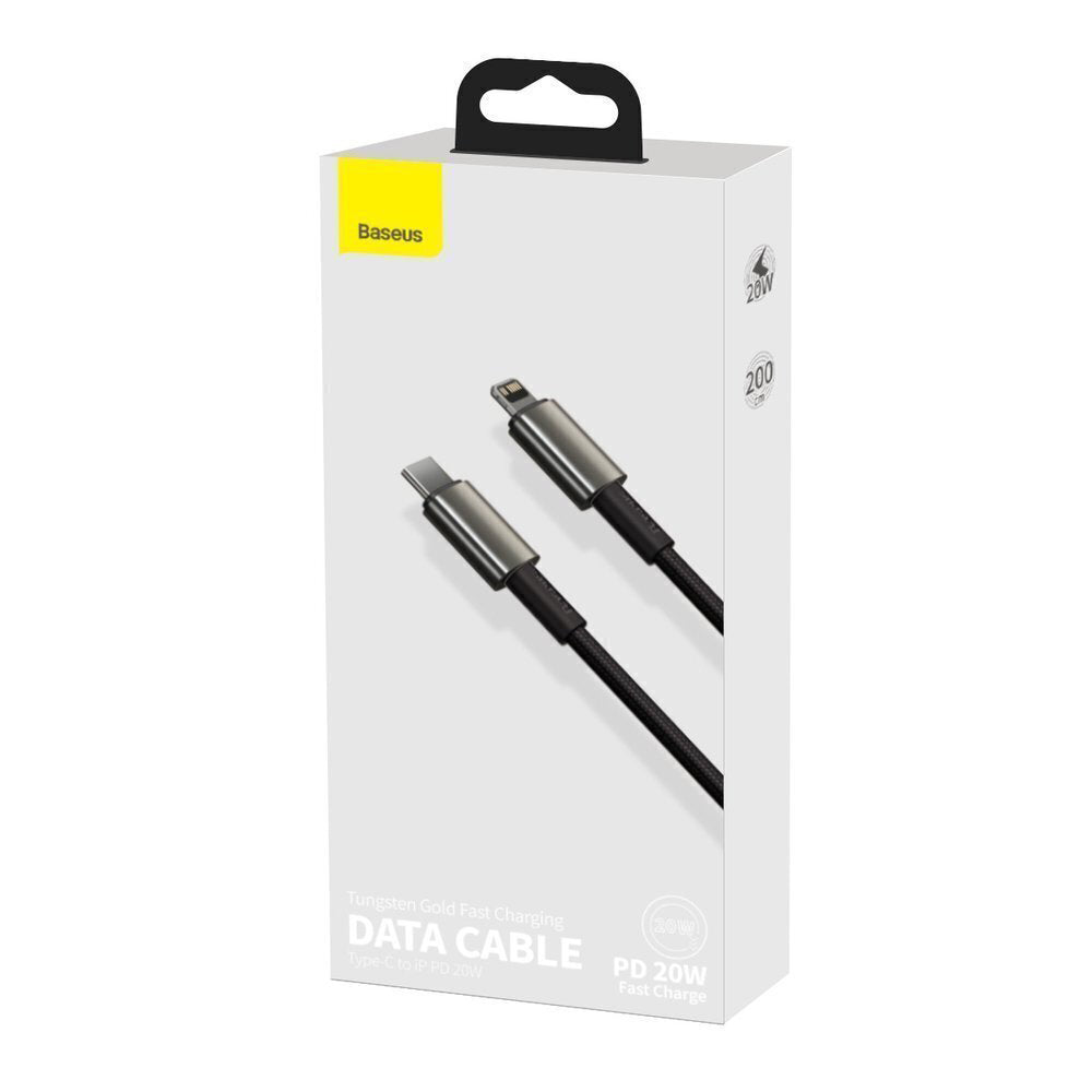 Baseus - Data Cable Tungsten Gold (CATLWJ-A01) - Type-C to Lightning, 20W, 2m - Black