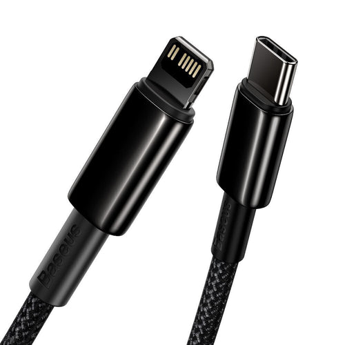 Cablu Type-C la Lightning, 20W, 1m - Baseus Tungsten Gold (CATLWJ-01) - Black