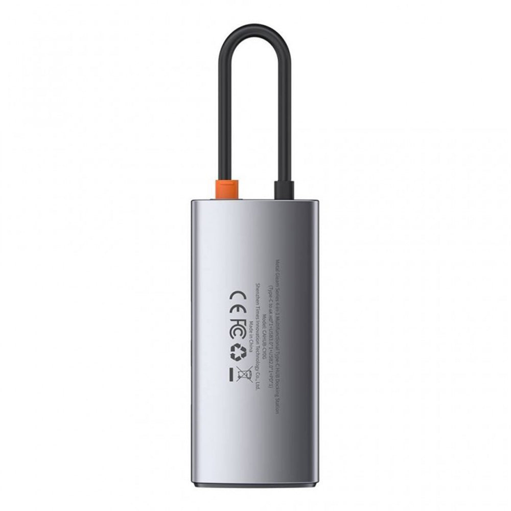 Baseus - Docking Station Metal Glam (CAHUB-CY0G) - Type-C to 2x USB, Type-C, HDMI, 4K@30 Hz, PD100W - Grey