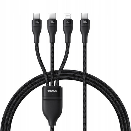 Baseus - Data Cable Flash Series 3 (P10377502111-00) - Fast Charge, USB-C to 2x USB-C, Lightning, 100W, 480Mbps, 1.5m - 