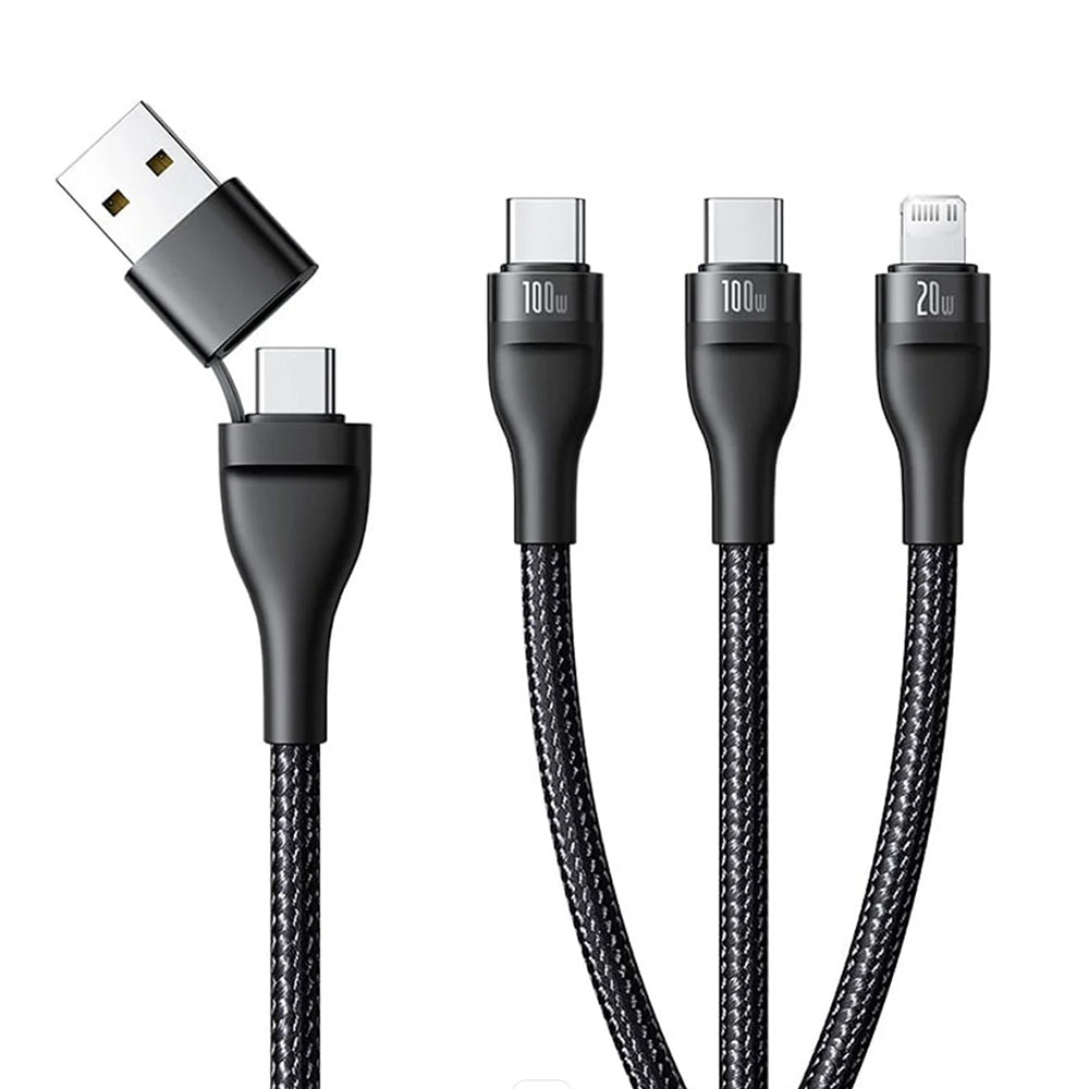 Baseus - Data Cable Flash Series 3 (P10377501111-00) - Fast Charge, USB, USB-C to Lightning, 2x USB-C, 100W, 1.5m - Blac