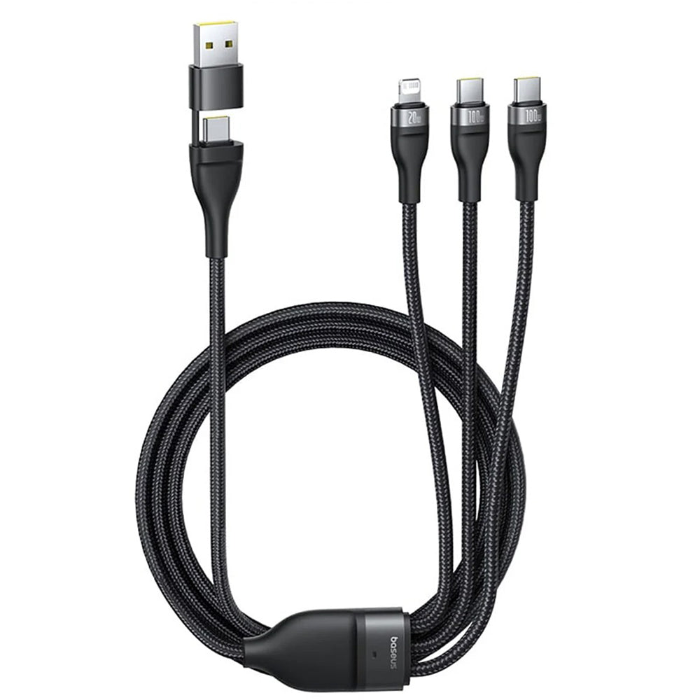 Baseus - Data Cable Flash Series 3 (P10377501111-00) - Fast Charge, USB, USB-C to Lightning, 2x USB-C, 100W, 1.5m - Blac