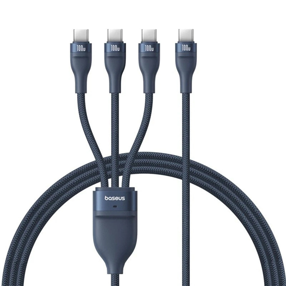 Baseus - Data Cable Flash Series 3 (P10377503321-00) - Fast Charge, USB-C to 3x Type-C, 3in1, PD100W, 480Mbps, 1.5m - Bl