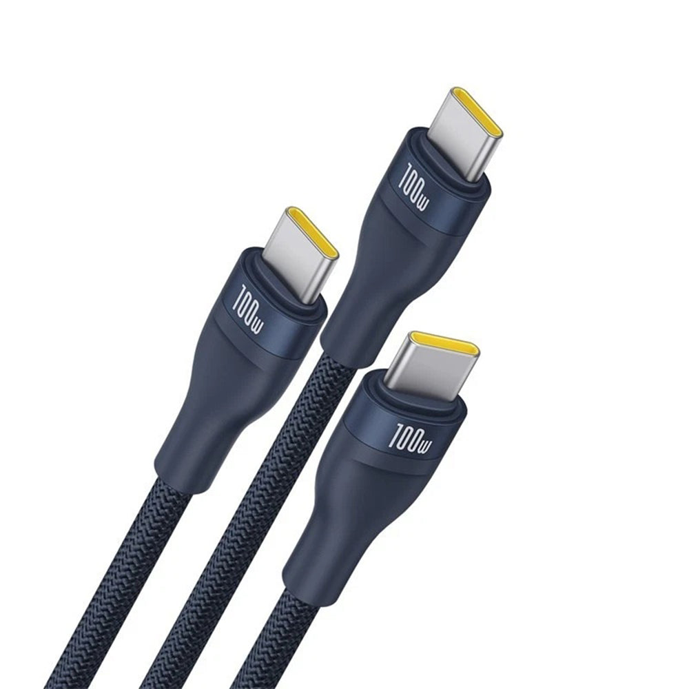 Baseus - Data Cable Flash Series 3 (P10377503321-00) - Fast Charge, USB-C to 3x Type-C, 3in1, PD100W, 480Mbps, 1.5m - Bl