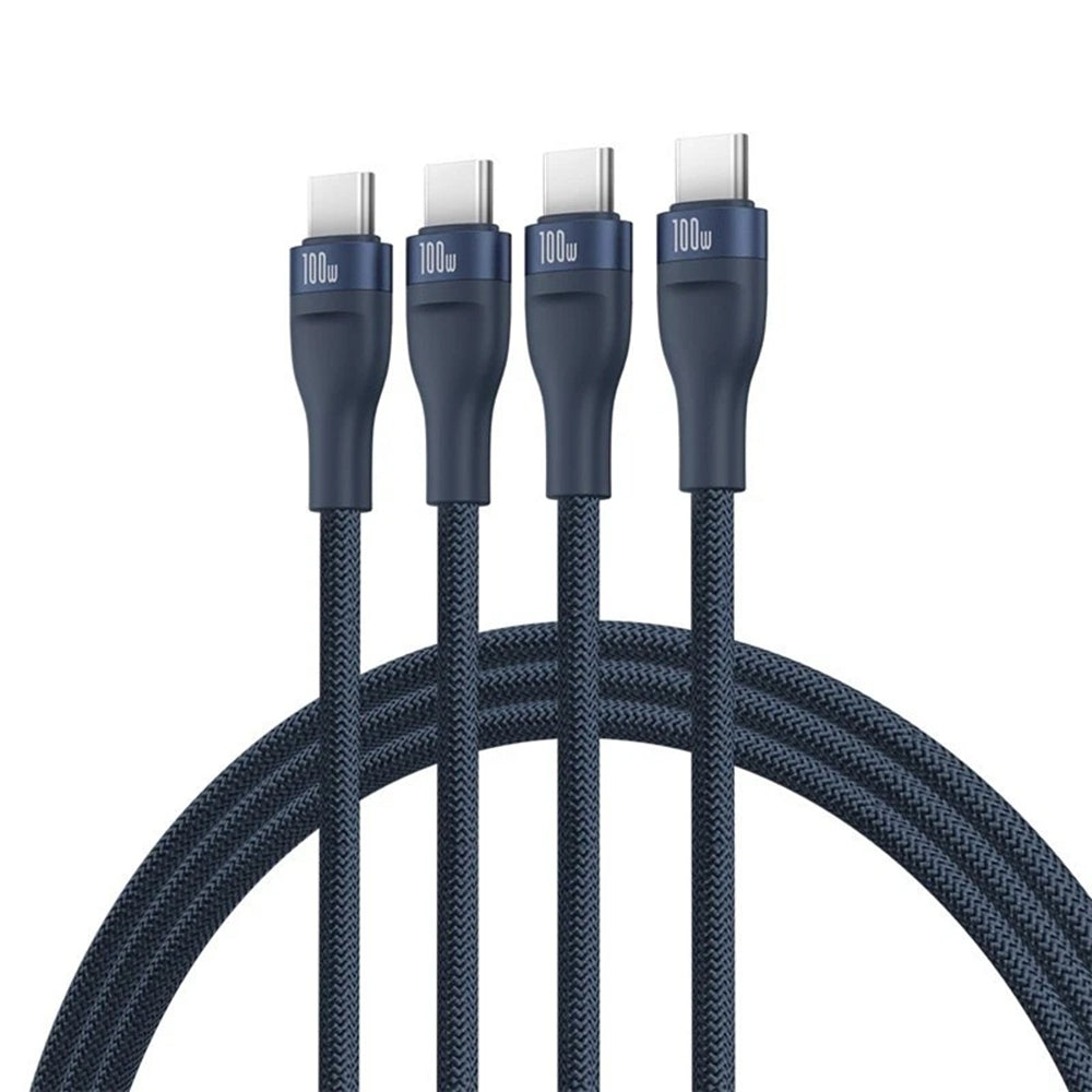 Baseus - Data Cable Flash Series 3 (P10377503321-00) - Fast Charge, USB-C to 3x Type-C, 3in1, PD100W, 480Mbps, 1.5m - Bl