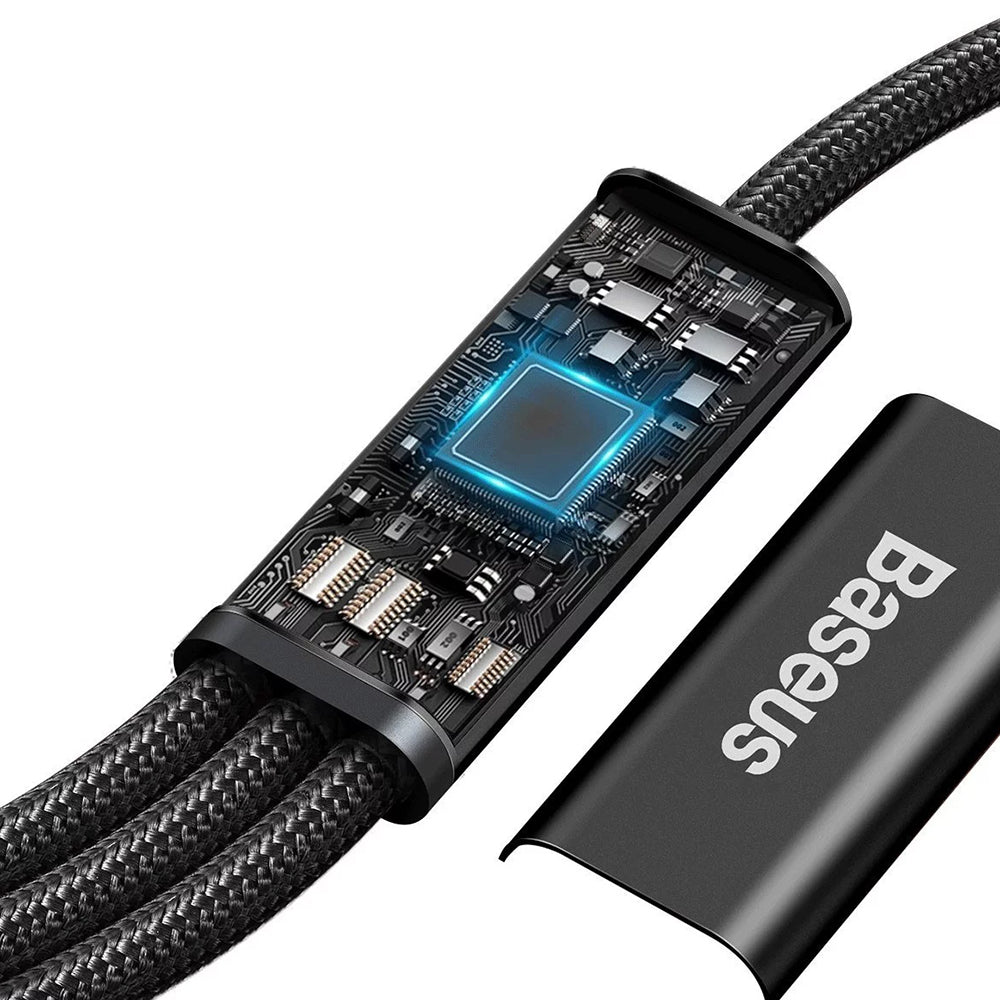 Baseus - Data Cable Rapid Series (CAMLT-SC01) - Fast Charge, 3in1, USB-C to Lightning, Micro-USB, USB-C, 20W, 1.5m - Bla