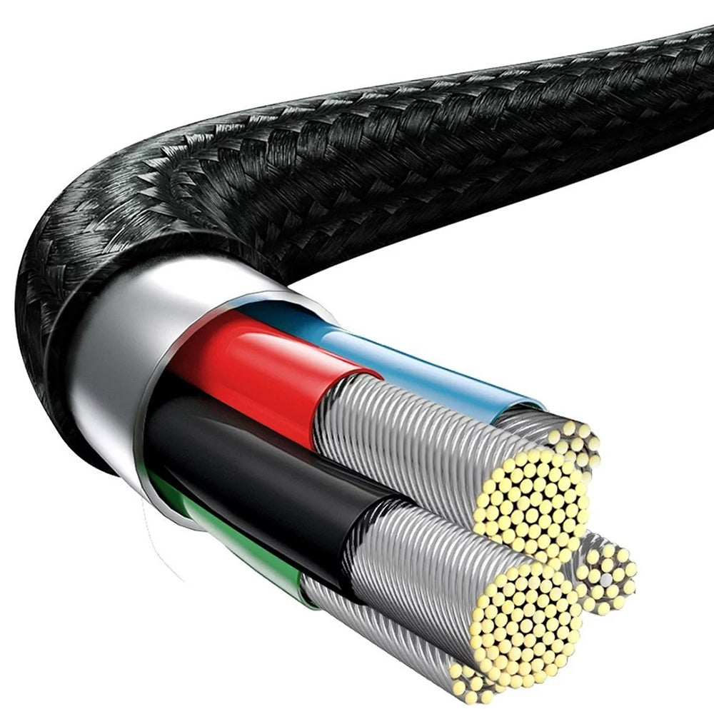 Baseus - Data Cable Rapid Series (CAMLT-SC01) - Fast Charge, 3in1, USB-C to Lightning, Micro-USB, USB-C, 20W, 1.5m - Bla