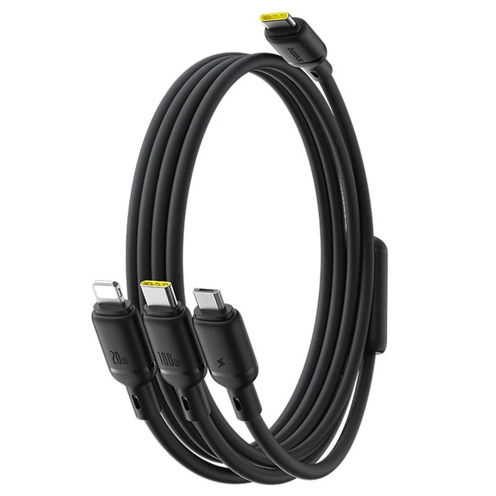 Baseus - Data Cable Silky (P10377706123-00) - Fast Charge, Type-C to Micro-USB, Lightning, USB-C, 100W, 1.5m - Cosmic Bl