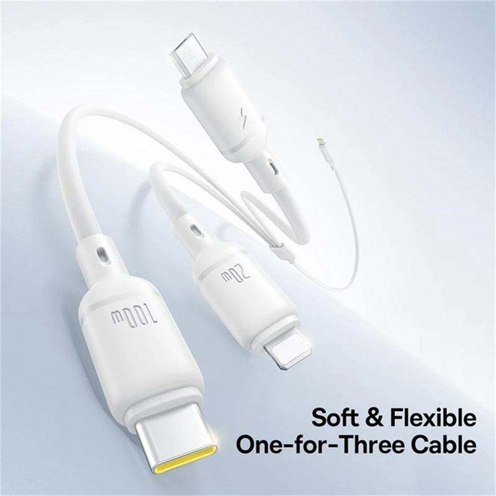 Baseus - Data Cable Silky (P10377706213-00) - Fast Charge, Type-C to Micro-USB, Lightning, USB-C, 100W, 1.5m - Moon Whit