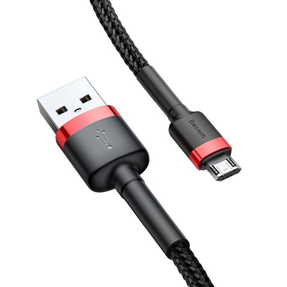 Baseus - Data Cable Cafule (CAMKLF-H91) - USB to Micro-USB, 2A, Quick Charge, Nylon Braid, Velcro, 480Mbps, 3m - Black /