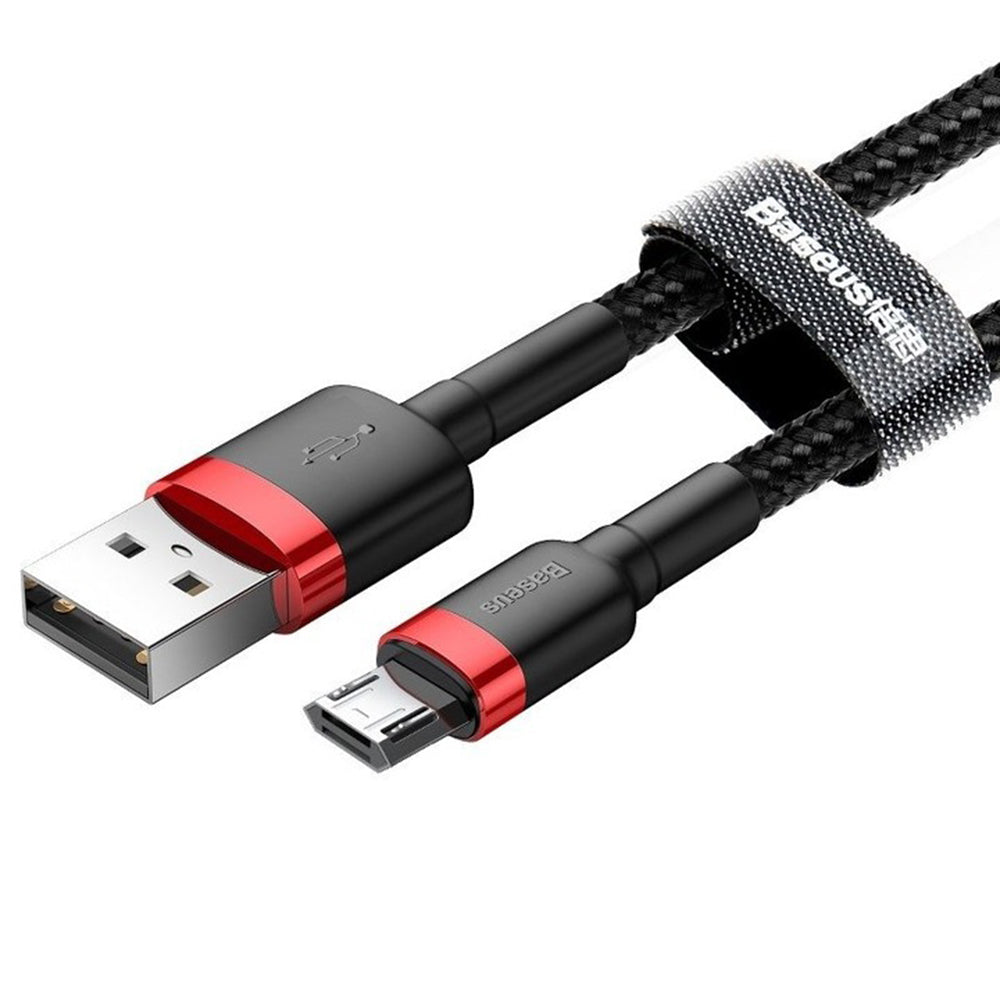 Baseus - Data Cable Cafule (CAMKLF-H91) - USB to Micro-USB, 2A, Quick Charge, Nylon Braid, Velcro, 480Mbps, 3m - Black /
