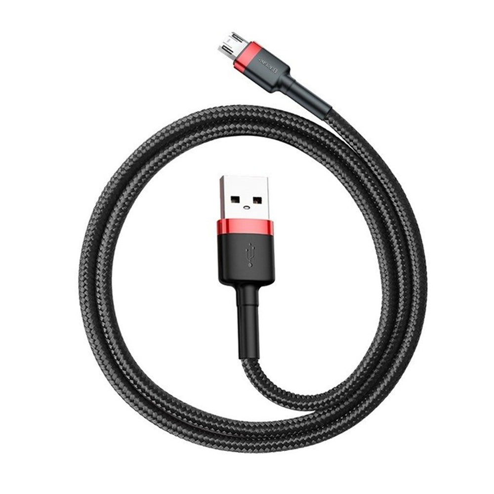 Baseus - Data Cable Cafule (CAMKLF-H91) - USB to Micro-USB, 2A, Quick Charge, Nylon Braid, Velcro, 480Mbps, 3m - Black /
