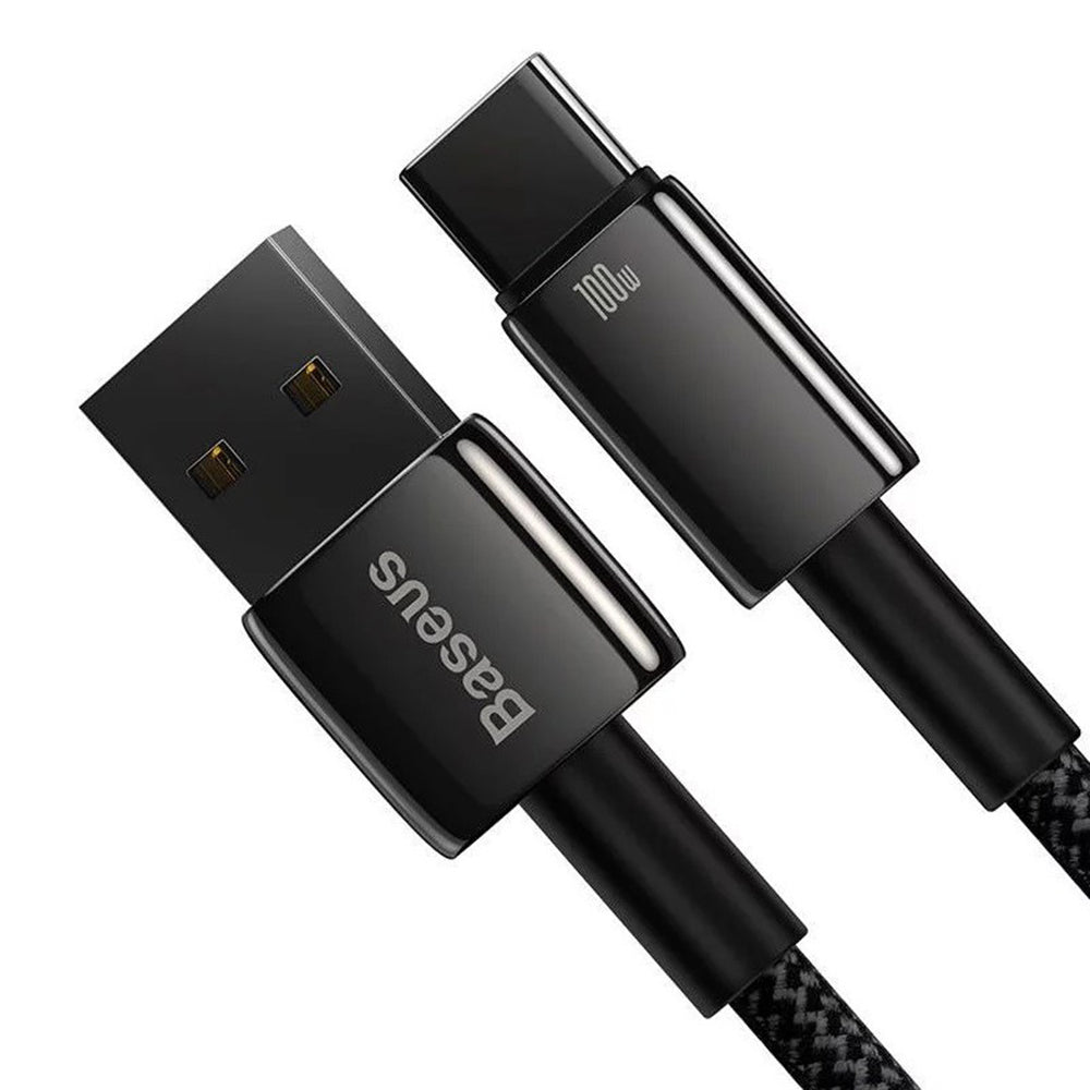 Baseus - Data Cable Tungsten Gold (CAWJ000001) - USB to Type-C, Super Fast Charge, 100W, 480Mbps, 1m - Black