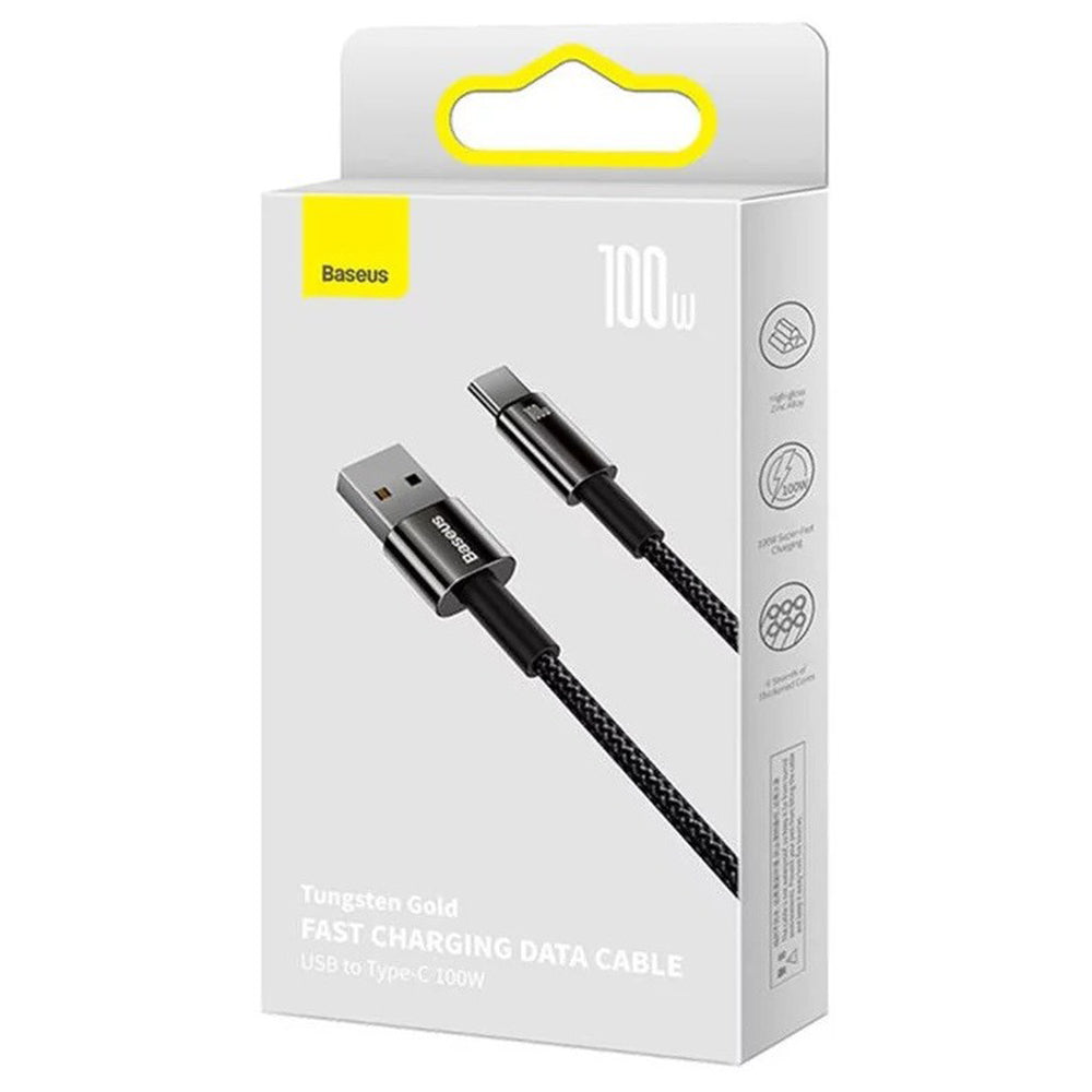 Baseus - Data Cable Tungsten Gold (CAWJ000001) - USB to Type-C, Super Fast Charge, 100W, 480Mbps, 1m - Black