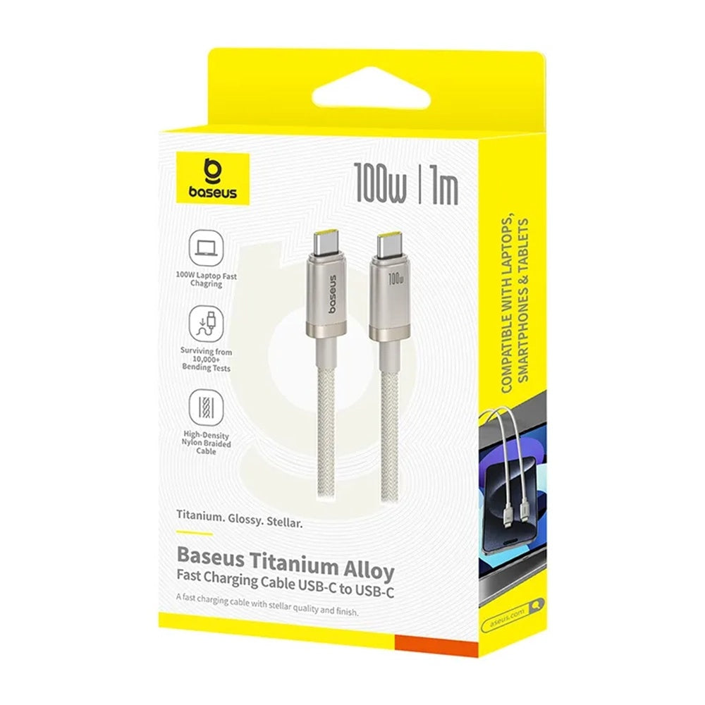 Baseus - Data Cable Titanium (P10378100G21-00) - Type-C, Fast Charge, PD100W, 480Mbps, E-Mark Chip, 1m - Galaxy Titanium