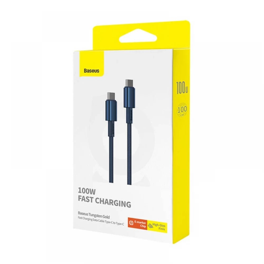 Baseus - Data Cable Tungsten Gold (P10319800321-03) - Type-C to Type-C, Super Fast Charge, 100W, 480Mbps, 1m - Navy Blue