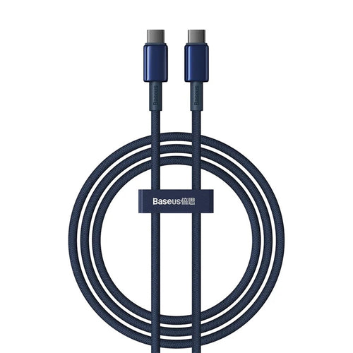 Baseus - Data Cable Tungsten Gold (P10319800321-03) - Type-C to Type-C, Super Fast Charge, 100W, 480Mbps, 1m - Navy Blue