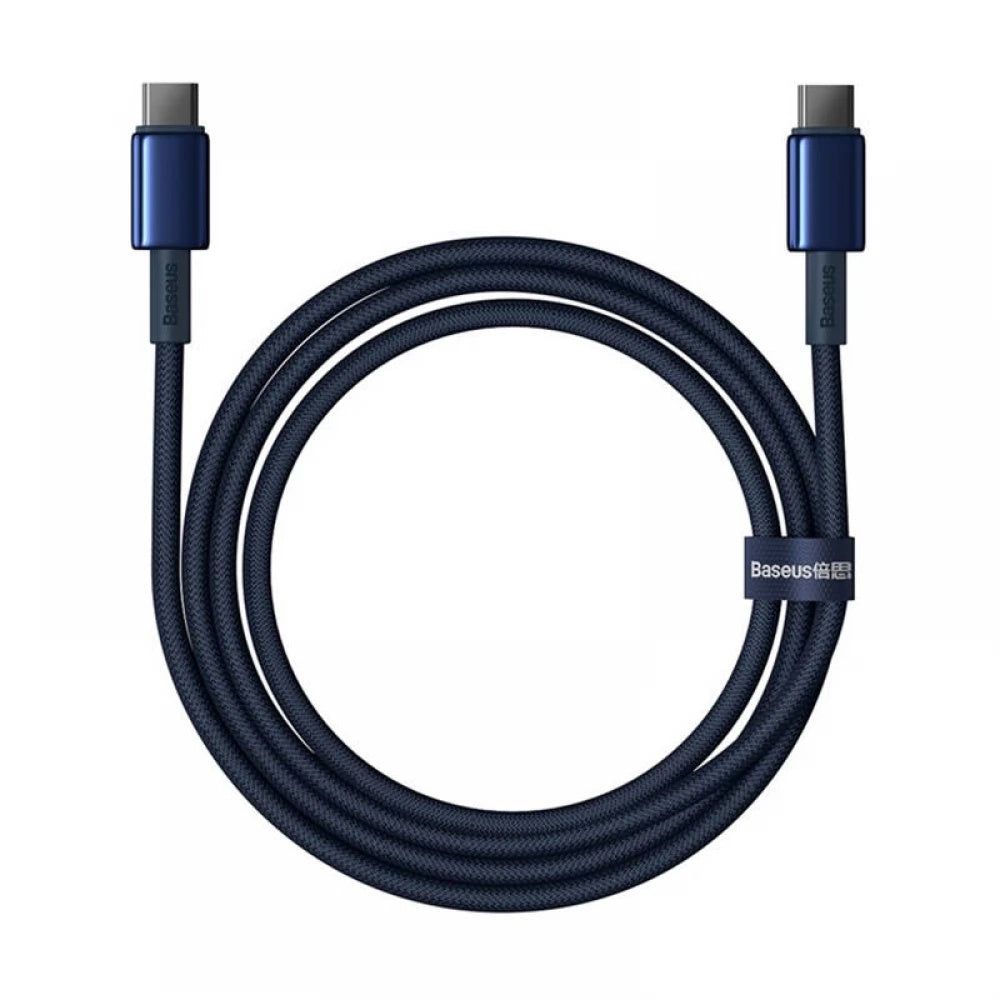 Baseus - Data Cable Tungsten Gold (P10319800321-03) - Type-C to Type-C, Super Fast Charge, 100W, 480Mbps, 1m - Navy Blue