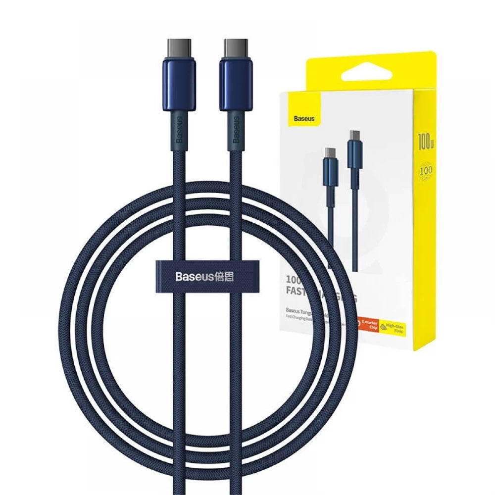 Baseus - Data Cable Tungsten Gold (P10319800321-03) - Type-C to Type-C, Super Fast Charge, 100W, 480Mbps, 1m - Navy Blue