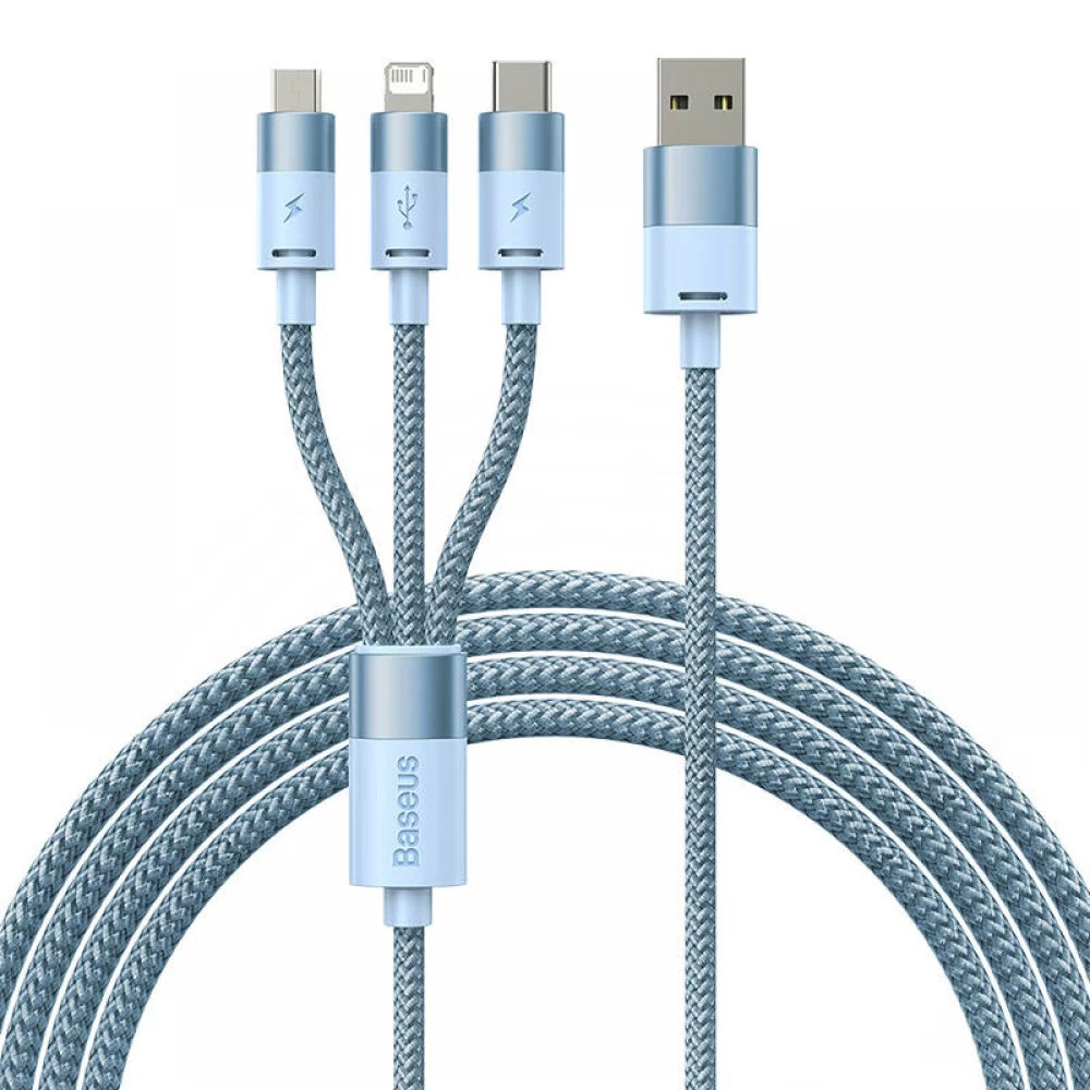Baseus - Data Cable StarSpeed (CAXS000017) - Fast Charging, USB to Lightning, Micro-USB, USB-C, 5V/3.5A, 1.2m - Blue