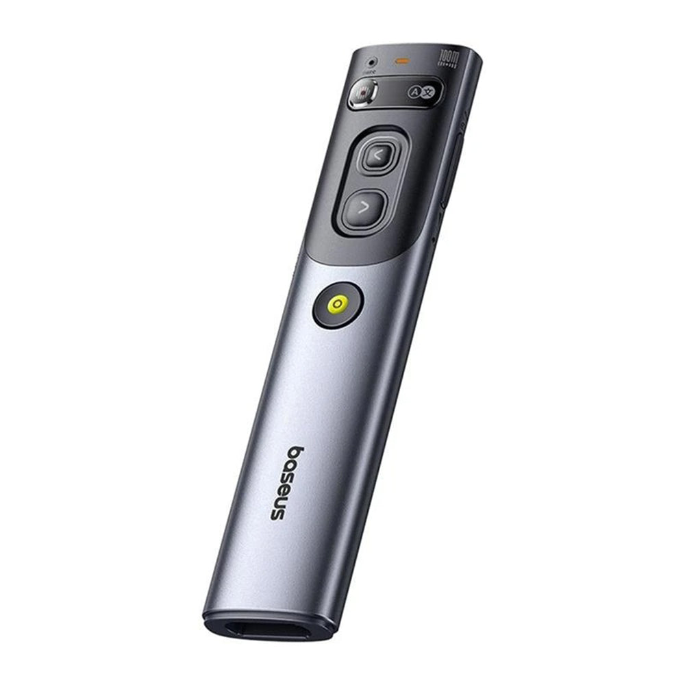 Baseus - Orange Dot Wireless Presenter (B00231700811-00) - AI Voice Recognition, Dual-Mode Connection - Gray