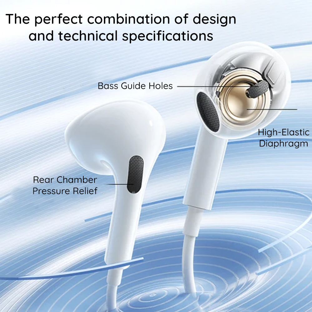Baseus - Wired Earphones Encok CZ19 (A00182201213-00) - Type-C, 13mm Drivers, 60° Semi-in-Ear, Omni-Directional Mic - Wh