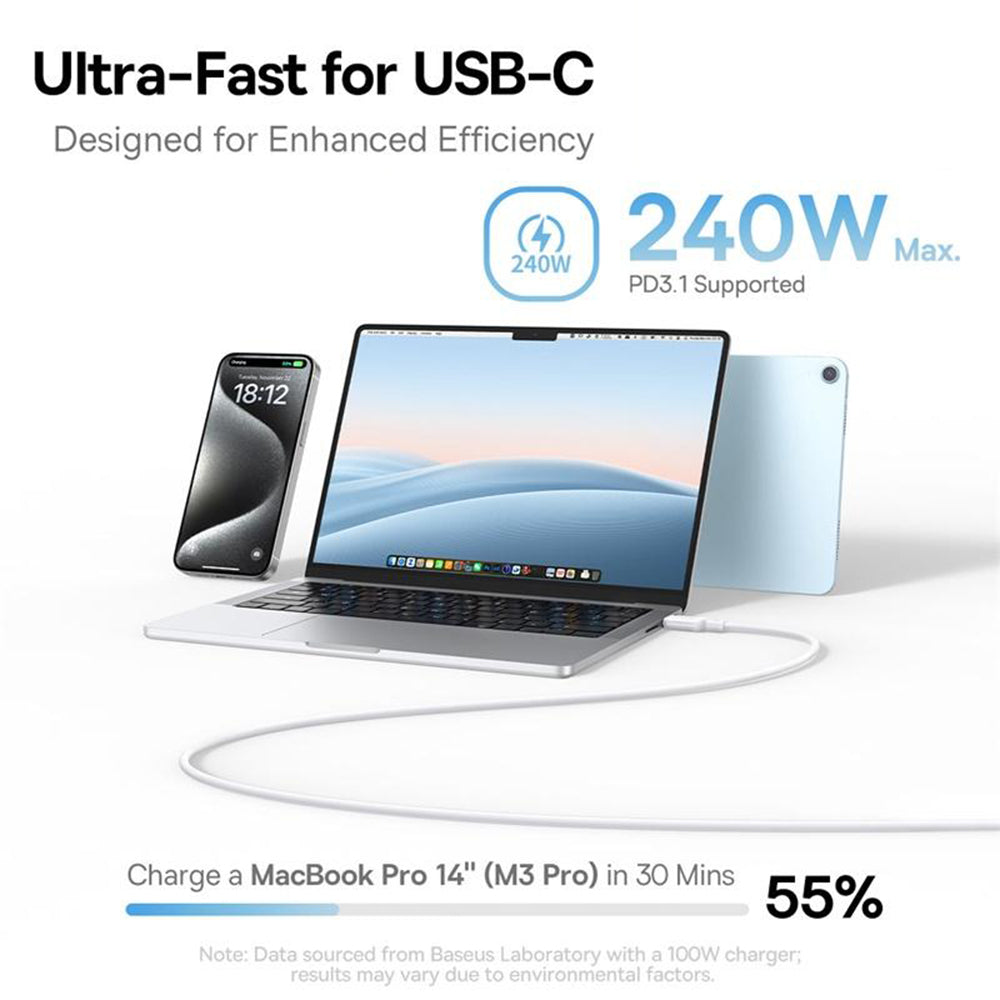 Baseus - Data Cable PicoGo (P10376800311-00) - Magnetic, Type-C to Type-C, 240W, Fast Charging, 480Mbps, Silicone, 1m - 