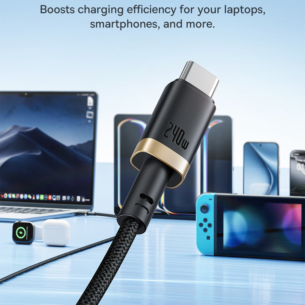 Baseus - Data Cable Dura Series (P10377803U03-01) - for MacBook, Fast Charging, Type-C, PD 240W, 480Mbps, 1m - Red / Bla