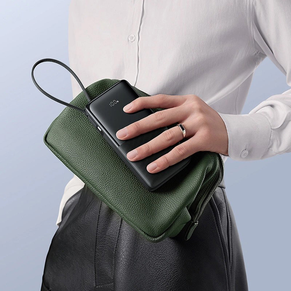 Baseus - Power Bank Bipow 2 (P10077101113-00) - with Built-in USB-C Cable, Type-C, USB, Smart Display, 10000mAh, 20W - B
