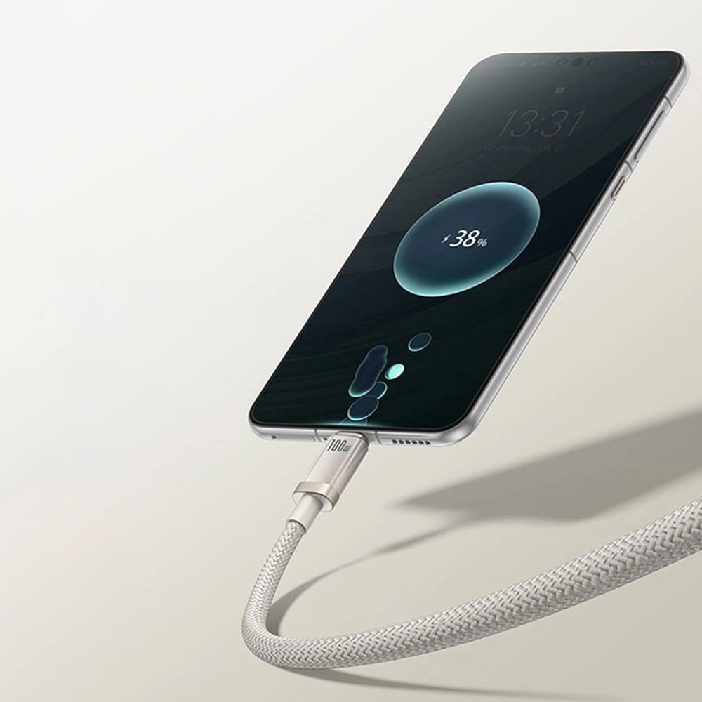 Baseus - Data Cable Titanium (P10378102G21-00) - USB to Type-C 100W, Fast Charging, 480Mbps, Naylon, 1m - Silver