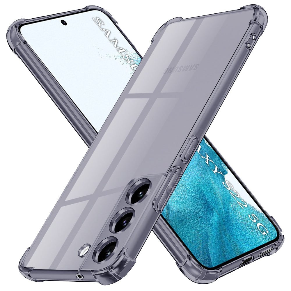 Techsuit - Shockproof Clear Silicone - Samsung Galaxy S22 5G - Smoke Black