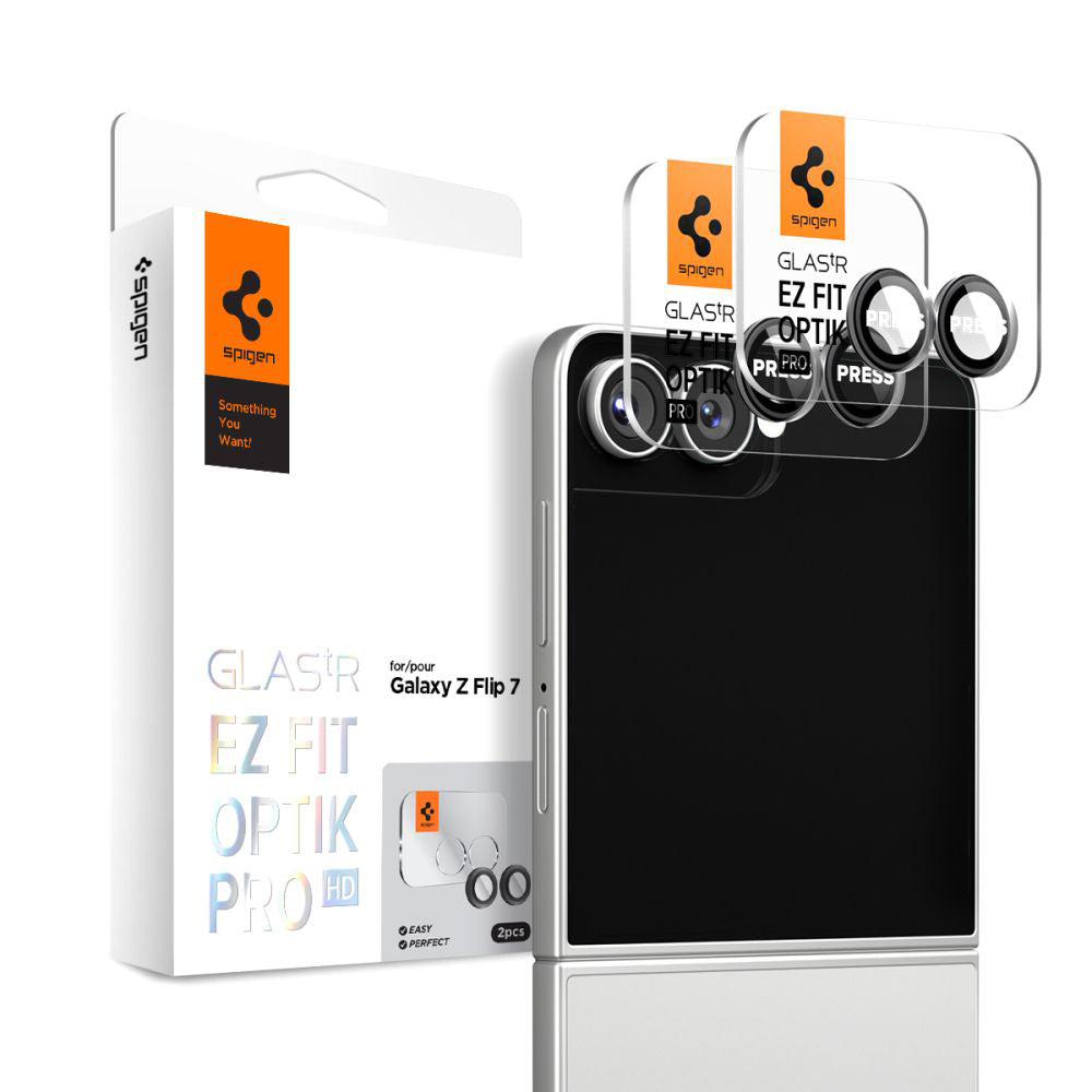Spigen - (2 pack) Optik.tR EZ Fit Pro HD Camera Glass (AGL09587) - Samsung Galaxy Z Flip7 - Black