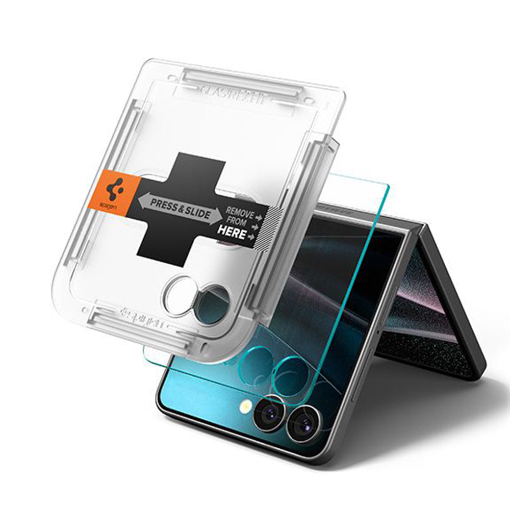 Spigen Folie de protectie Spigen (set de 2) Glas.tR EZ-FIT HD (AGL09585) compatibil cu Samsung Galaxy Z Flip7, Transpare