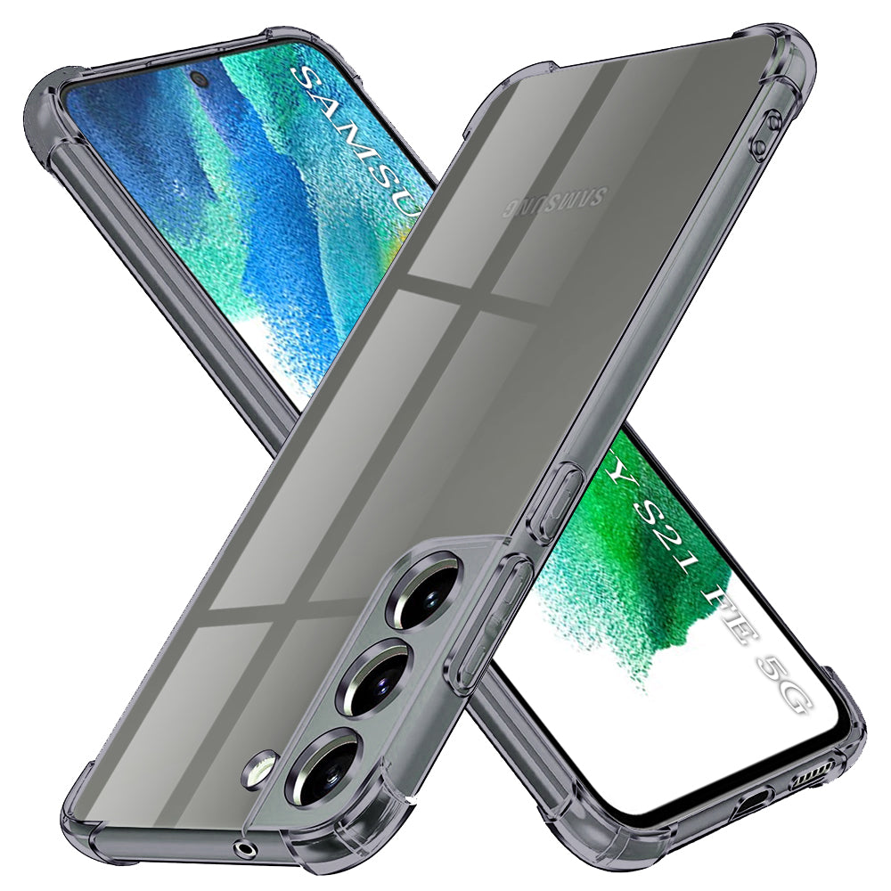 Techsuit - Shockproof Clear Silicone - Samsung Galaxy S21 FE 5G - Smoke Black