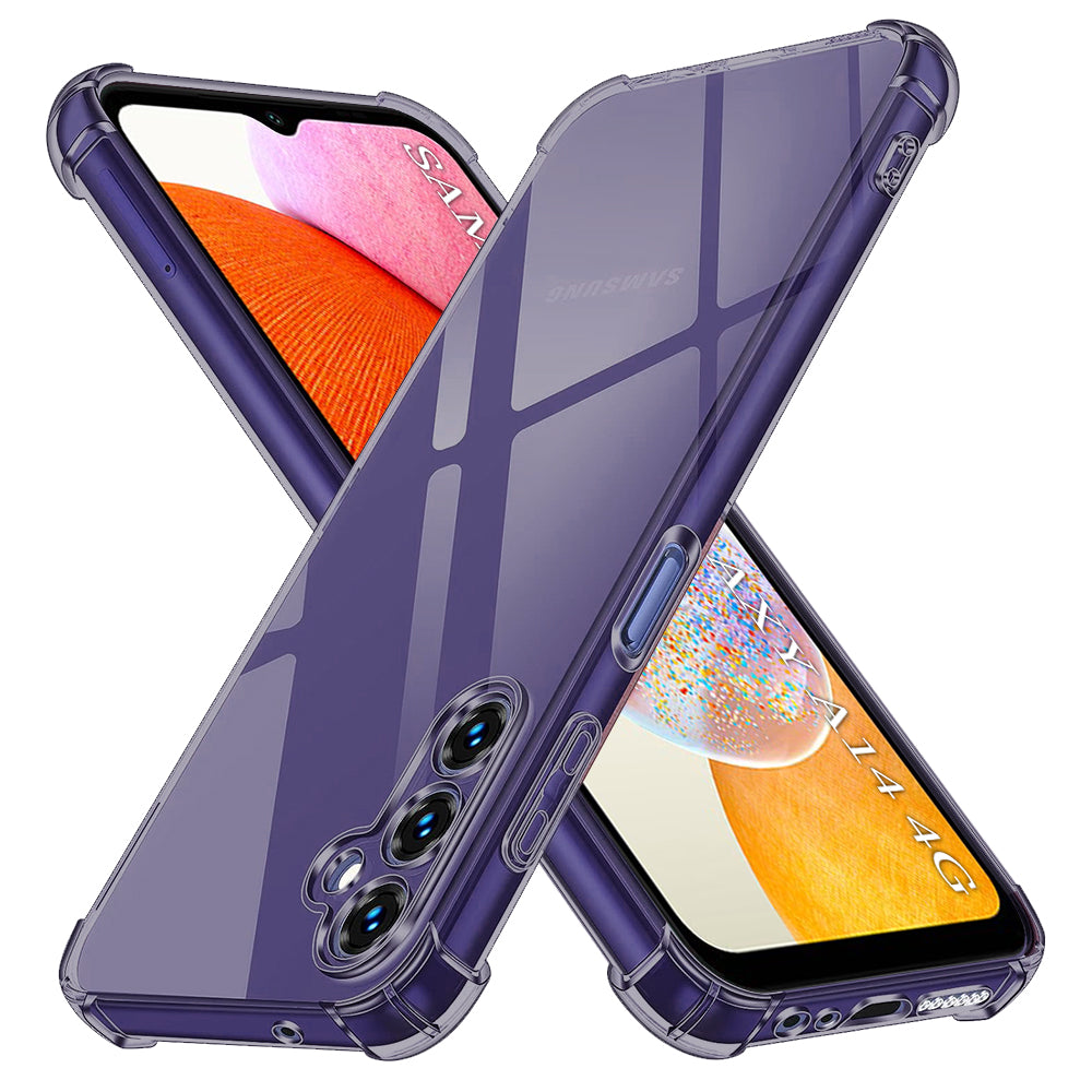 Techsuit - Shockproof Clear Silicone - Samsung Galaxy A14 4G / A14 5G - Smoke Black