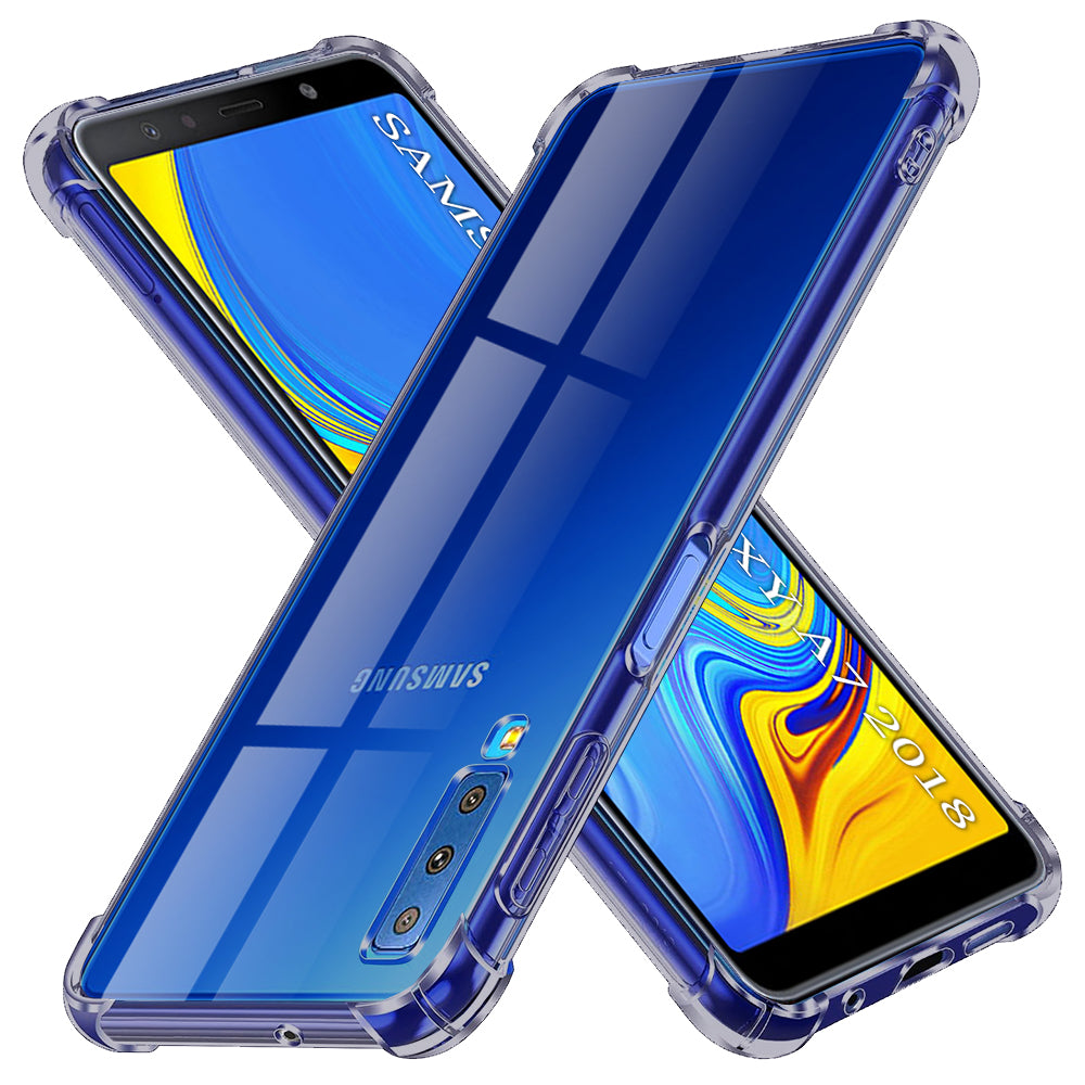 Techsuit - Shockproof Clear Silicone - Samsung Galaxy A7 2018 - Smoke Black