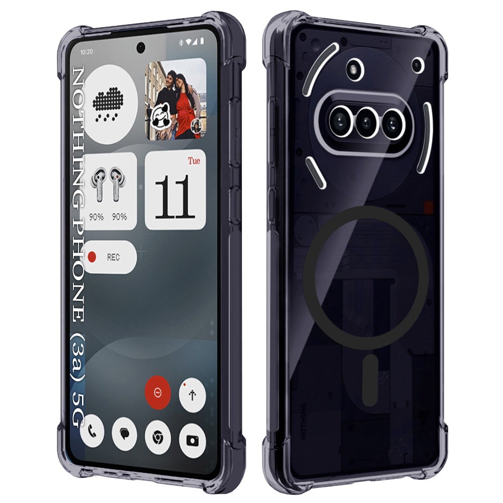 Techsuit - Shockproof Clear Silicone MagSafe - Nothing Phone (3a) - Smoke Black