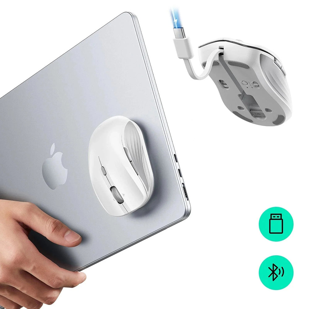 ESR - Wireless Mouse MagMouse (6H0020301) - Magnetic Grip, Built-in Type-C Cable, 800-4800DPI - White