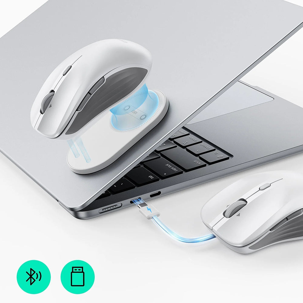ESR - Wireless Mouse MagMouse (6H0020301) - Magnetic Grip, Built-in Type-C Cable, 800-4800DPI - White
