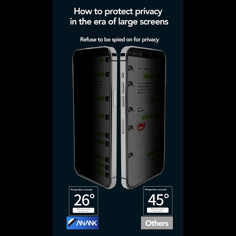 ANANK - 2.5D 2X Reinforced Privacy Screen Protector with Installation Box - iPhone 16 Pro Max - Black