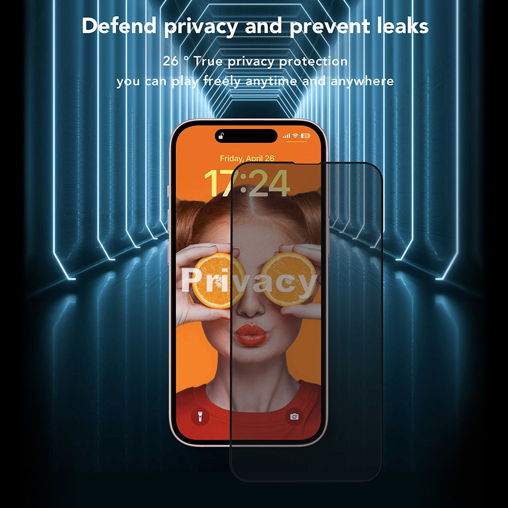 ANANK - 2.5D 2X Reinforced Privacy Screen Protector with Installation Box - iPhone 16 Pro Max - Black