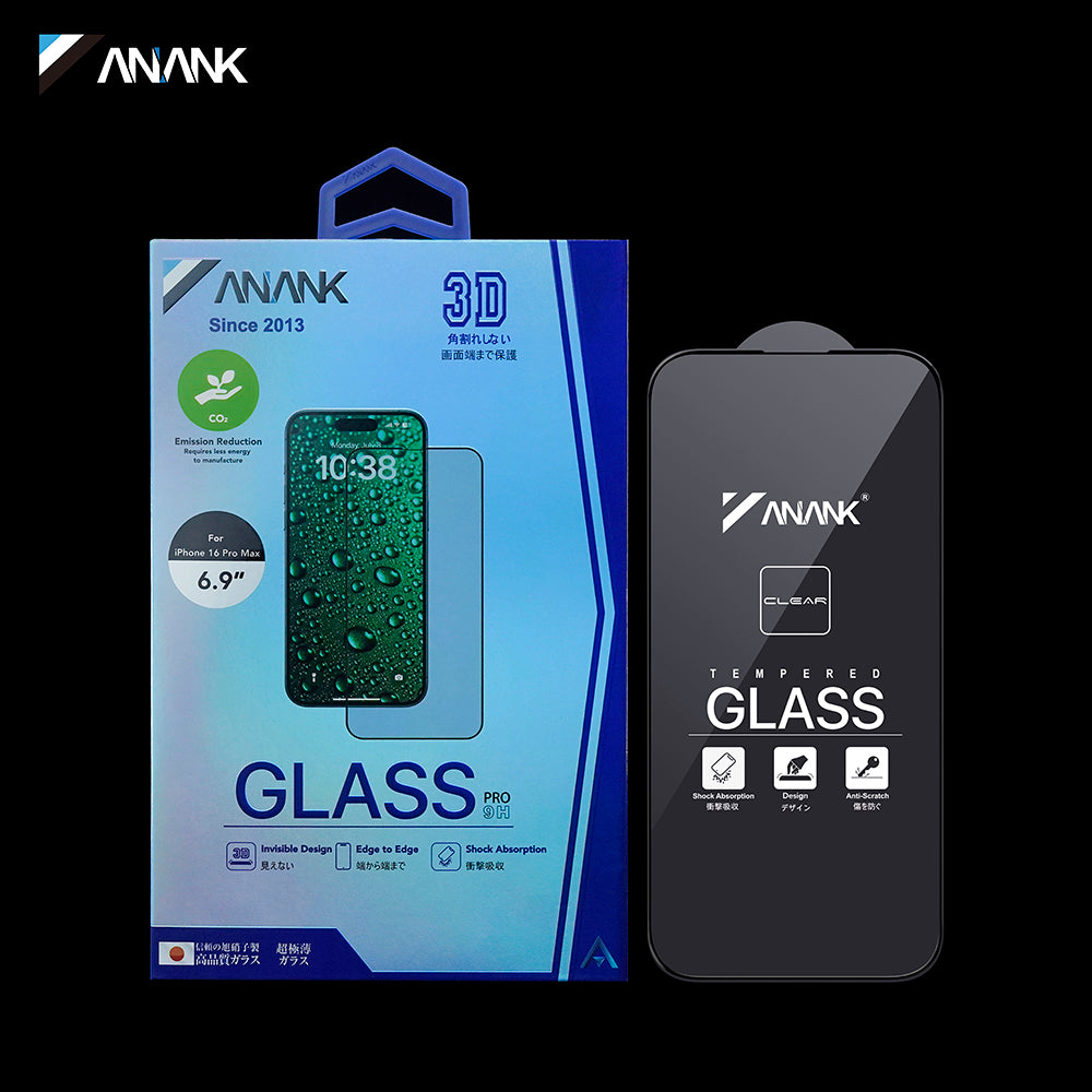 ANANK - 3D Invisible 3X Reinforced Edge to Edge - iPhone 16 Pro Max - Black
