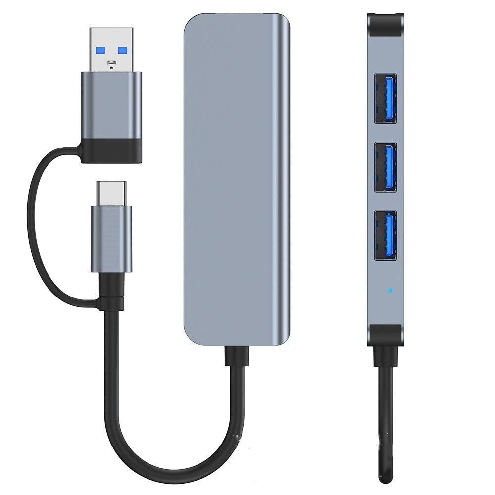 Techsuit - Docking Station DataBridge 4 in 1 (H8) - USB, Type-C to USB 3.0, 3x USB 2.0 - Gray