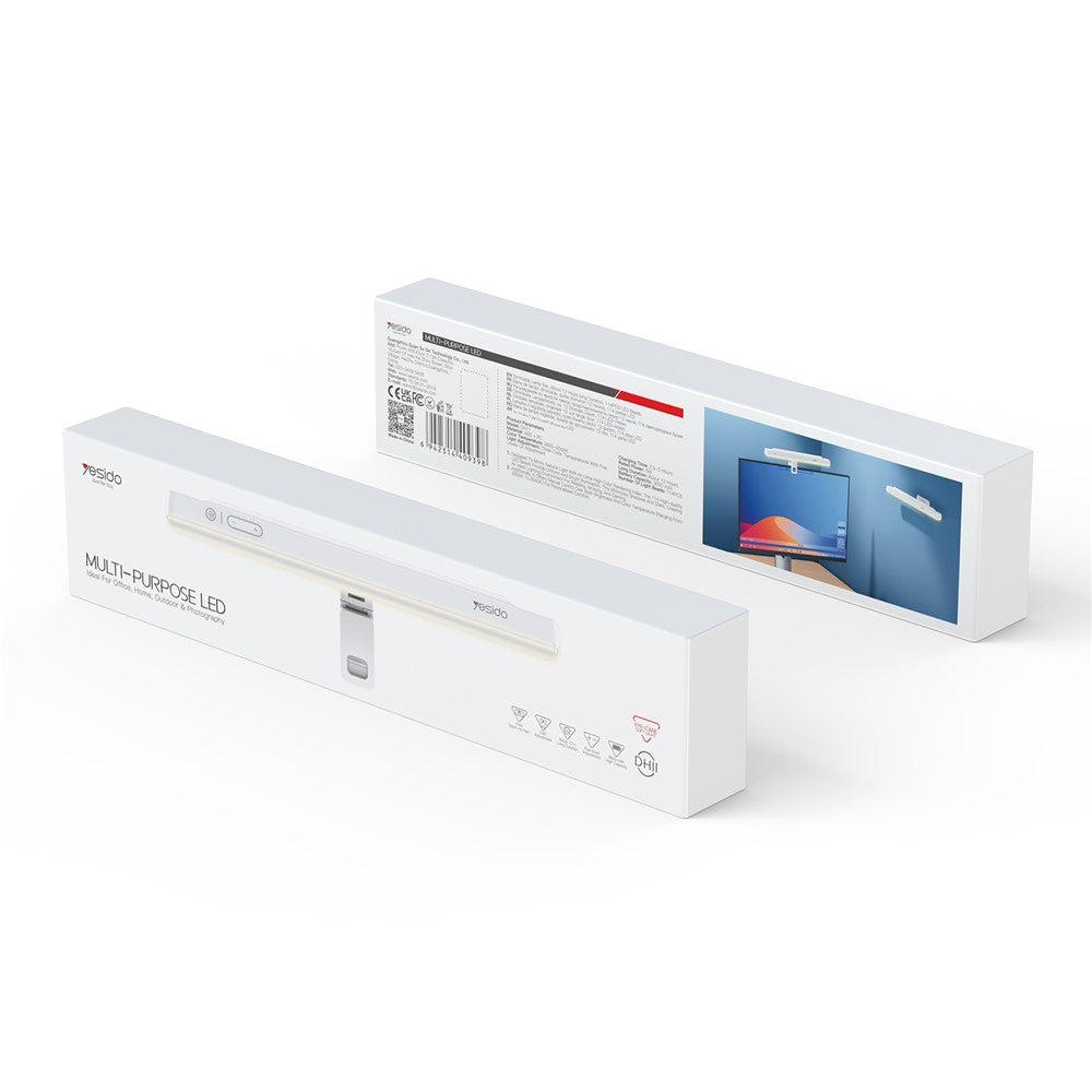 Yesido - Wireless Reading Light (DH11) - Type-C, 3600mAh, Multi-Angle Adjustable, 5 Levels of Brightness - White