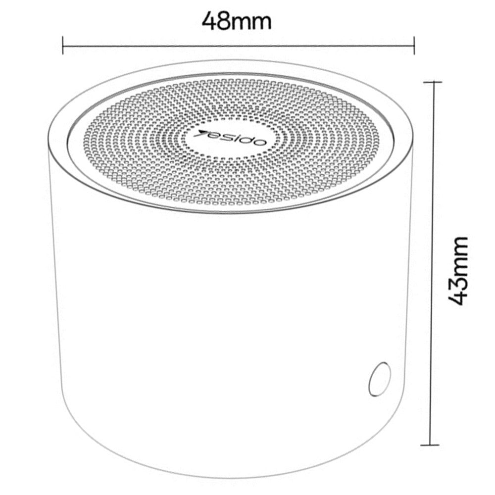Yesido - Wireless Speaker (YSW30) - Bluetooth 5.0, Bass Diaphragm, Ultra Mini Size, IPX5 Waterproof, Type-C, 700mAh - Bl