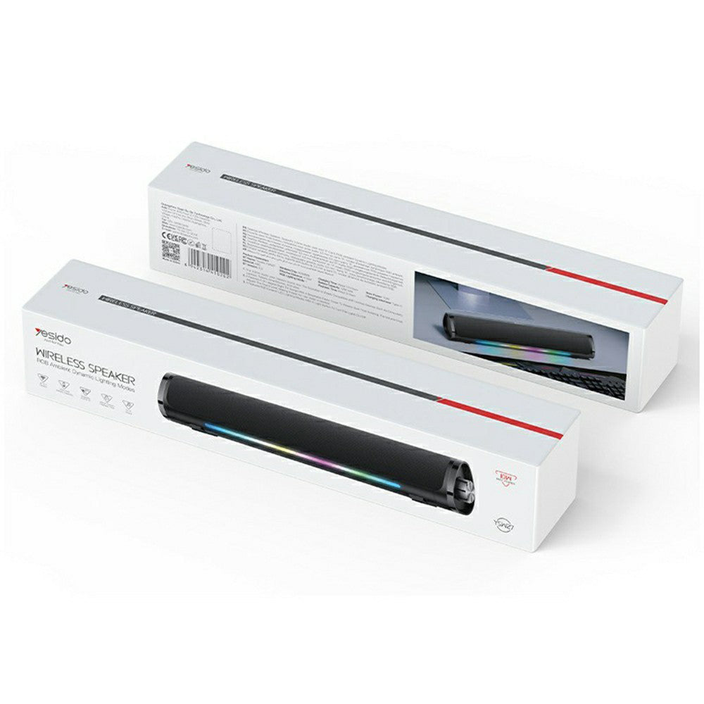 Yesido - Wireless Speaker (YSW27) - Bluetooth 5.3, Audio System Sound Amplifier, RGB Lights, TF, AUX, USB, 1200mAh - Bla