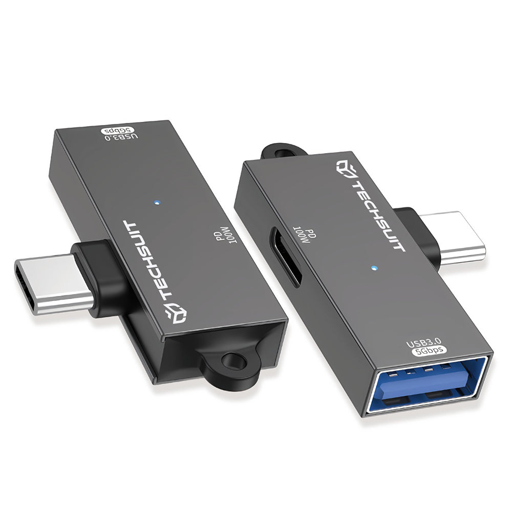Techsuit - Adapter DataBlitz (A21) - Type-C, USB3.0, PD100W, 5Gbps - Gray