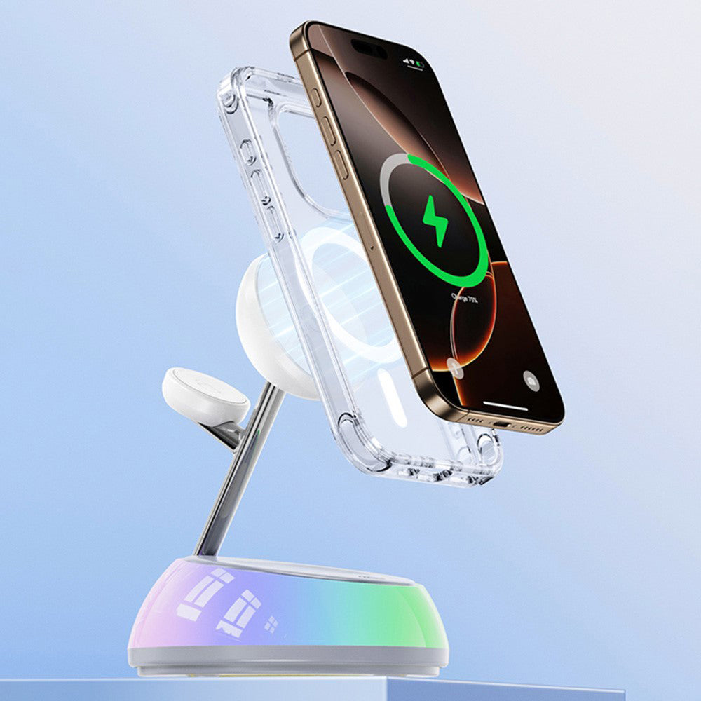 Yesido - Wireless Charging Station 3in1 (DS31) - for iPhone, Apple Watch, AirPods, Magnetic Grip, RGB Lighting - White