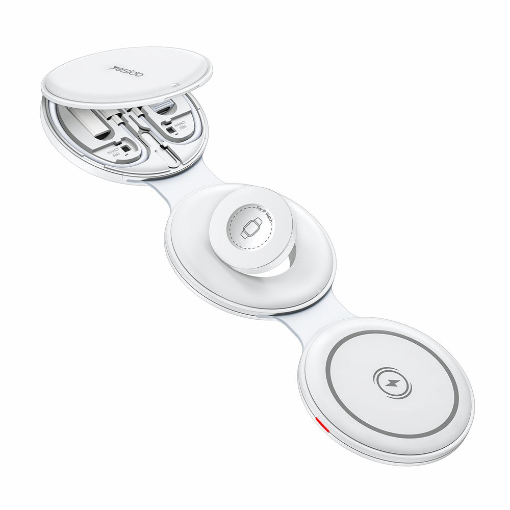 Yesido - Wireless Charging Station 5in1 (DS29) - for iPhone, Earbuds, Apple Watch, Magnetic, Foldable, Holder - White