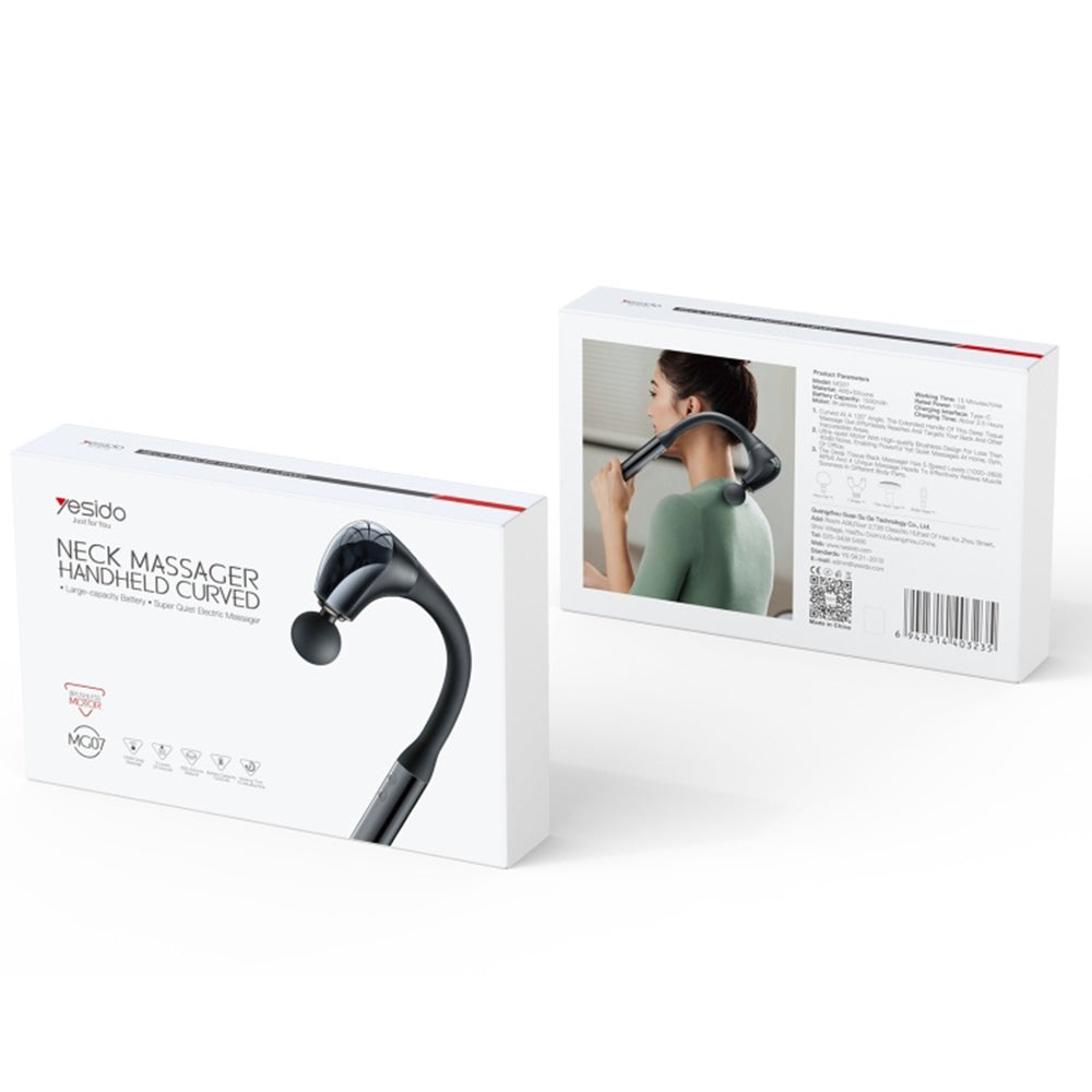 Yesido - Handheld Back Massager (MG07) - 15W, 1500mAh, 5 Levels of Intensity Adjustable - Black